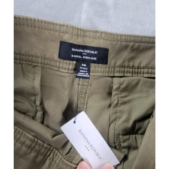 NWT women's barrel jeans high rise Banana Republic ankle pant sz 14 petite olive - Picture 4 of 10